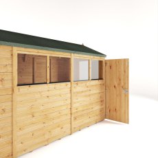 Mercia Woodsman Shiplap Apex 10x6 Shed - isolated back angle view