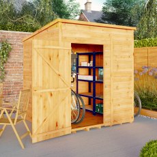 Mercia Woodsman Shiplap Pent 6 x 6 Shed - in situ, angle view