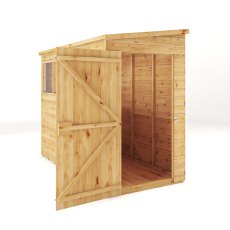 Mercia Woodsman Shiplap Pent 8x4 Shed - isolated angle view, doors open