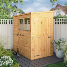 Mercia Woodsman Shiplap Pent 6x4 Shed - in situ, angle view