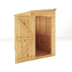 Mercia Woodsman Shiplap Pent 6x4 Shed - isolated angle view, doors open