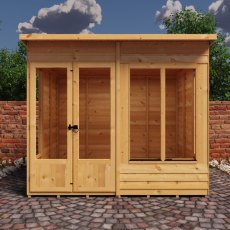 Shire Alora 8 x 6 Pent Summerhouse - in situ, front view, doors closed