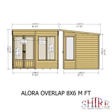 Shire Alora 8 x 6 Pent Summerhouse - dimensions