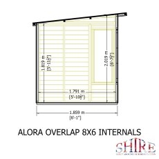 Shire Alora 8 x 6 Pent Summerhouse - internal dimensions