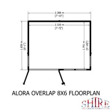 Shire Alora 8 x 6 Pent Summerhouse - footprint