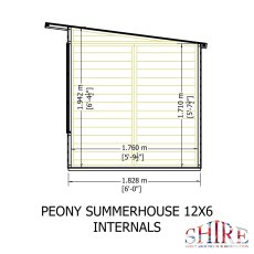 Shire Peony 12x6 Pent Summerhouse - internal dimensions