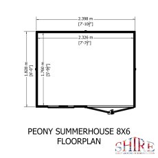 Shire Peony 8x6 Pent Summerhouse - footprint