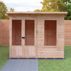 Shire Peony 8x6 Pent Summerhouse - in situ, front view, doors closed