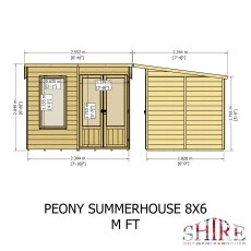 Shire Peony 8x6 Pent Summerhouse - dimensions