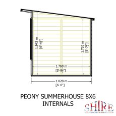 Shire Peony 8x6 Pent Summerhouse - internal dimensions