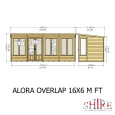 Shire Alora 16x6 Pent Summerhouse - dimensions