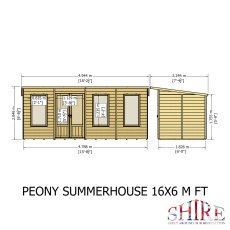 Shire Peony 16x6 Pent Summerhouse - dimensions