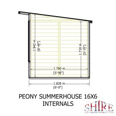 Shire Peony 16x6 Pent Summerhouse - internal view