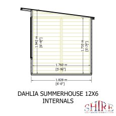 Shire Dahlia 12 x 6 Pent Summerhouse - internal dimensions