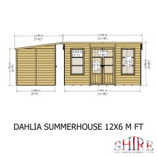 Shire Dahlia 12 x 6 Pent Summerhouse - dimensions