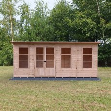 Shire Dahlia 16x6 Pent Summerhouse - isolated front view, doors closed