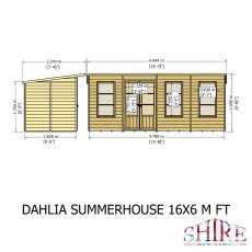 Shire Dahlia 16x6 Pent Summerhouse - dimensions