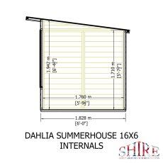 Shire Dahlia 16x6 Pent Summerhouse - internal dimensions