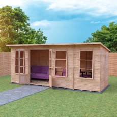 Shire Dahlia 16x6 Pent Summerhouse - in situ, angle view