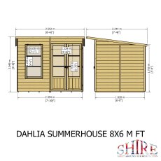 Shire Dahlia 8 x 6 Pent Summerhouse - dimensions