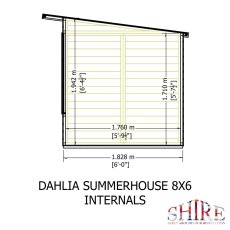 Shire Dahlia 8 x 6 Pent Summerhouse - internal dimensions