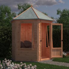 7x6 Shire Keswick Gazebo Summerhouse - in situ, side angle view