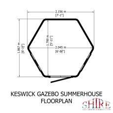 7x6 Shire Keswick Gazebo Summerhouse - footprint