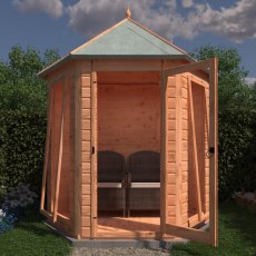 7 X 6 Shire Kendall Gazebo Summerhouse - in situ, doors open