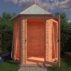 7 X 6 Shire Kendall Gazebo Summerhouse - in situ, windows and doors open