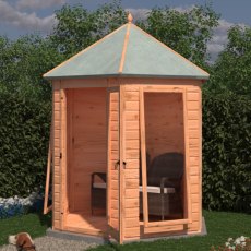 7 X 6 Shire Kendall Gazebo Summerhouse - in situ, windows and doors open - living