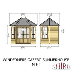 8x6 Shire Windermere Gazebo Summerhouse - dimensions