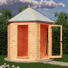 8x7 Shire Welburn Gazebo Summerhouse - angle view, doors open