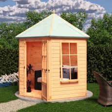 8x7 Shire Welwick Gazebo Summerhouse - in situ, angle view