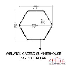 8x7 Shire Welwick Gazebo Summerhouse - footprint