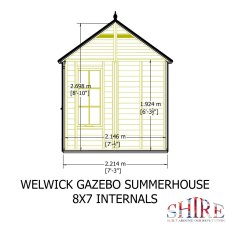 8x7 Shire Welwick Gazebo Summerhouse - internal dimensions