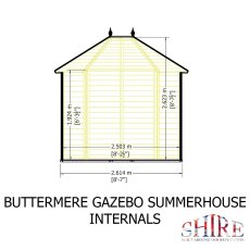 8x6 Shire Buttermere Gazebo Summerhouse - internal dimensions