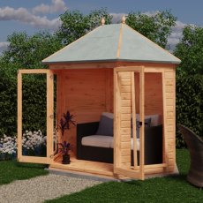 8x6 Shire Buttermere Gazebo Summerhouse - in situ, angle view