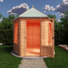 8 X 7 Shire Welton Gazebo Summerhouse - in situ, front view, doors open