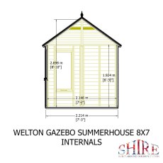 8 X 7 Shire Welton Gazebo Summerhouse - internal dimensions