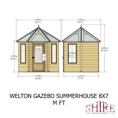 8 X 7 Shire Welton Gazebo Summerhouse - dimensions