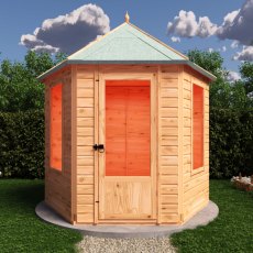 8 X 7 Shire Welton Gazebo Summerhouse - in situ, front view, doors closed