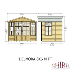 8x6 Shire Delmora Summerhouse - dimensions