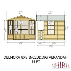 8 x 8 Shire Delmora Summerhouse With Verandah - dimensions