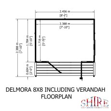 8 x 8 Shire Delmora Summerhouse With Verandah - footprint