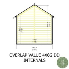 4x6 Shire Value Overlap Shed with Double Doors - internal view