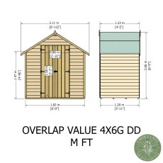 4x6 Shire Value Overlap Shed with Double Doors - dimensions