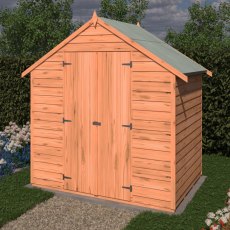 4x6 Shire Value Overlap Shed with Double Doors - in situ, angle view, doors closed