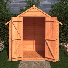 4x6 Shire Value Overlap Shed with Double Doors - in situ, front view, doors open