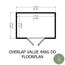 4x6 Shire Value Overlap Shed with Double Doors - footprint