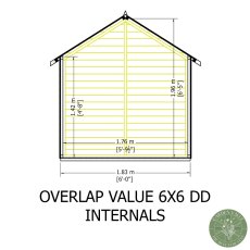 6x6 Shire Value Overlap Shed with Double Doors - internal dimensions